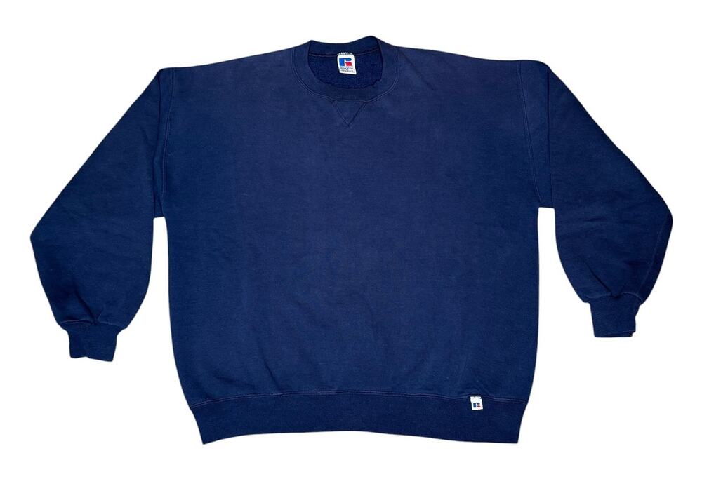 Vintage 90s Russell Athletic Navy Blank Crewneck Sweatshirt